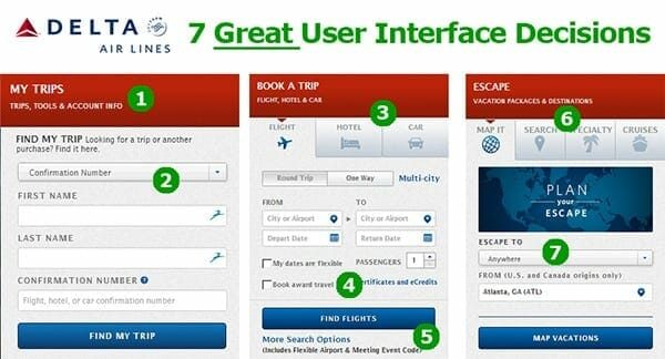 14 Lessons From The Best and Worst Websites In The Travel Industry: Delta Good Interface Design