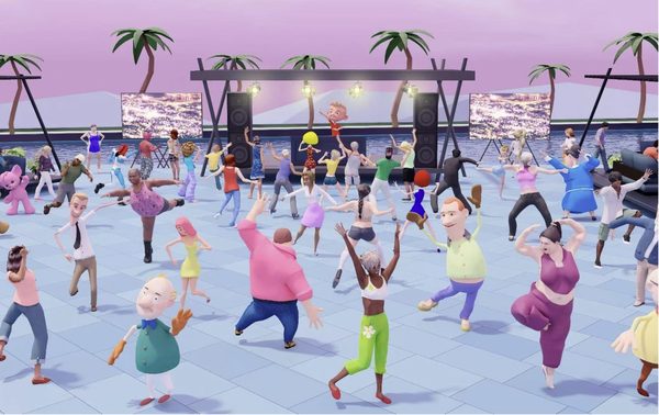 Illustration of a virtual metaverse world