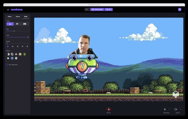 Screenshot of the Mmhmm video meeting game concept