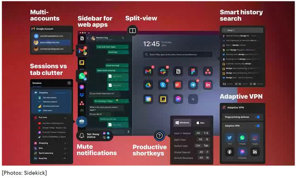 The Sidekick web browser interface