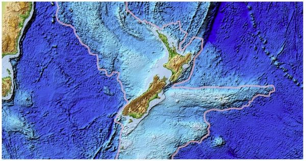 A map of the submerged continent of Zealandia